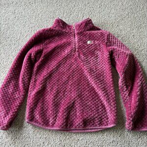 Juicy Couture Girls 1/4 Zip Fleece Pullover – Size 12 Dark Pink Cozy Sweatshirt